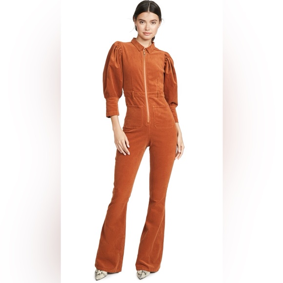 WE WORE WHAT | Rust corduroy 70s Jumpsuit High-rise in Autumnal - Picture 5 of 12